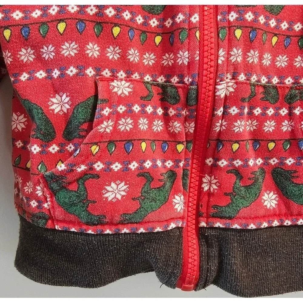 Kid's‎ sz2T Dinosaur Christmas Lights Snowflake Hoodie Pants Set Holiday